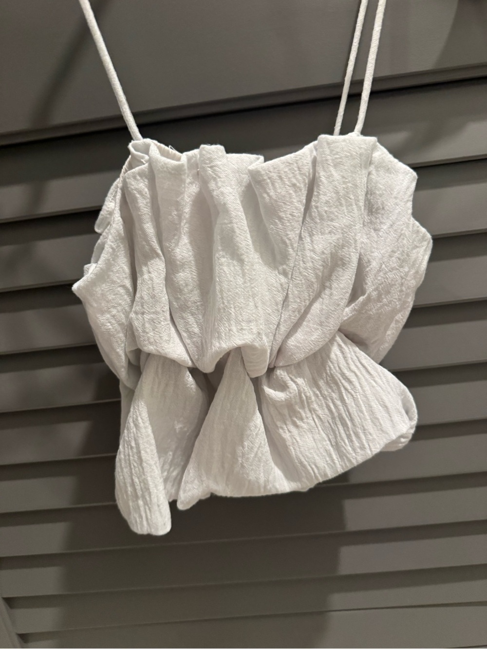 White Textured Ruffle Cami Top Zara